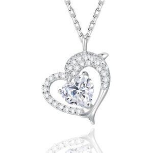 Heart Necklace 925 Sterling Silver Elegant Pendant Jewelry for Women: